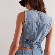 Denim Cropped Vest Top