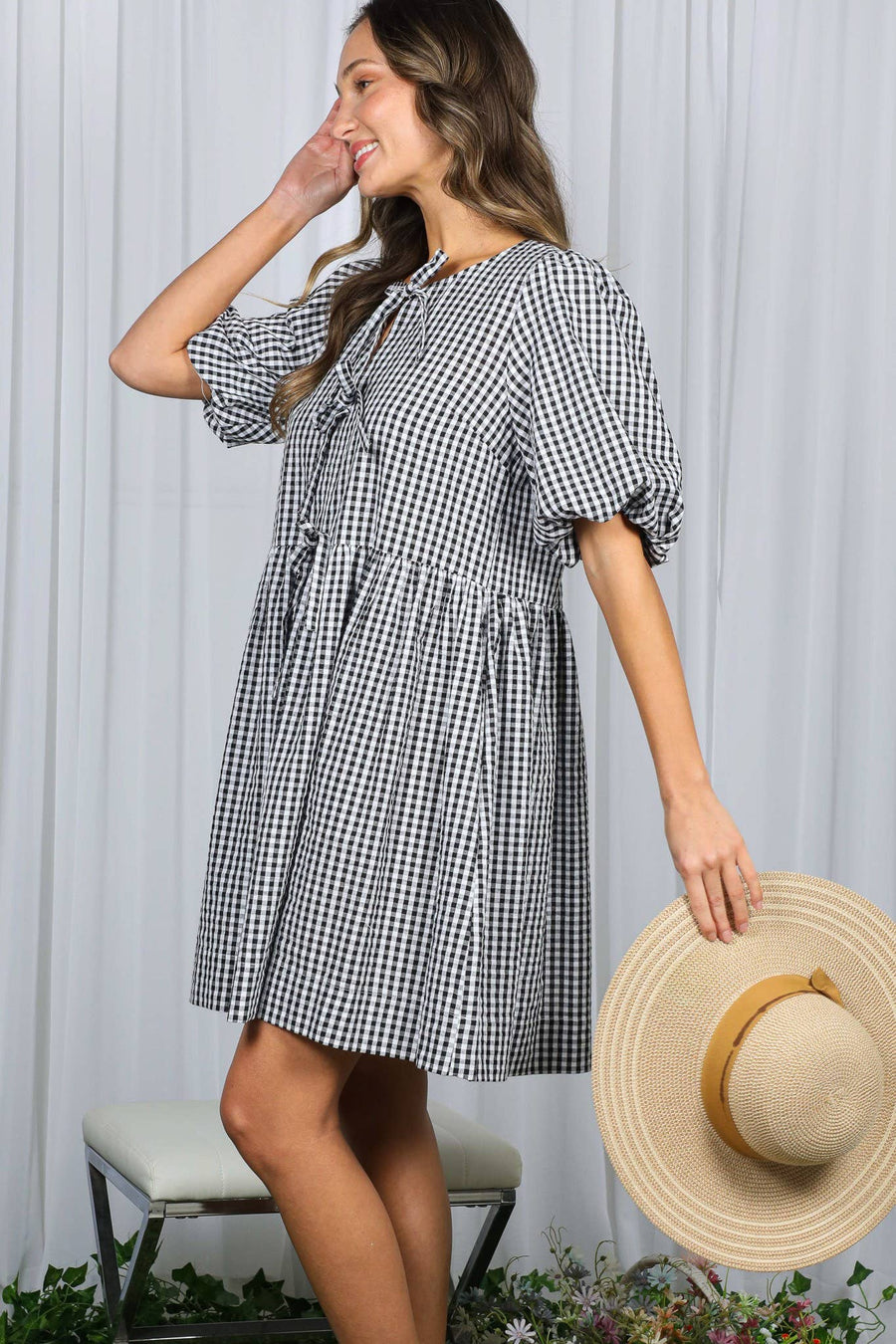 Gingham Baby Doll Mini Dress