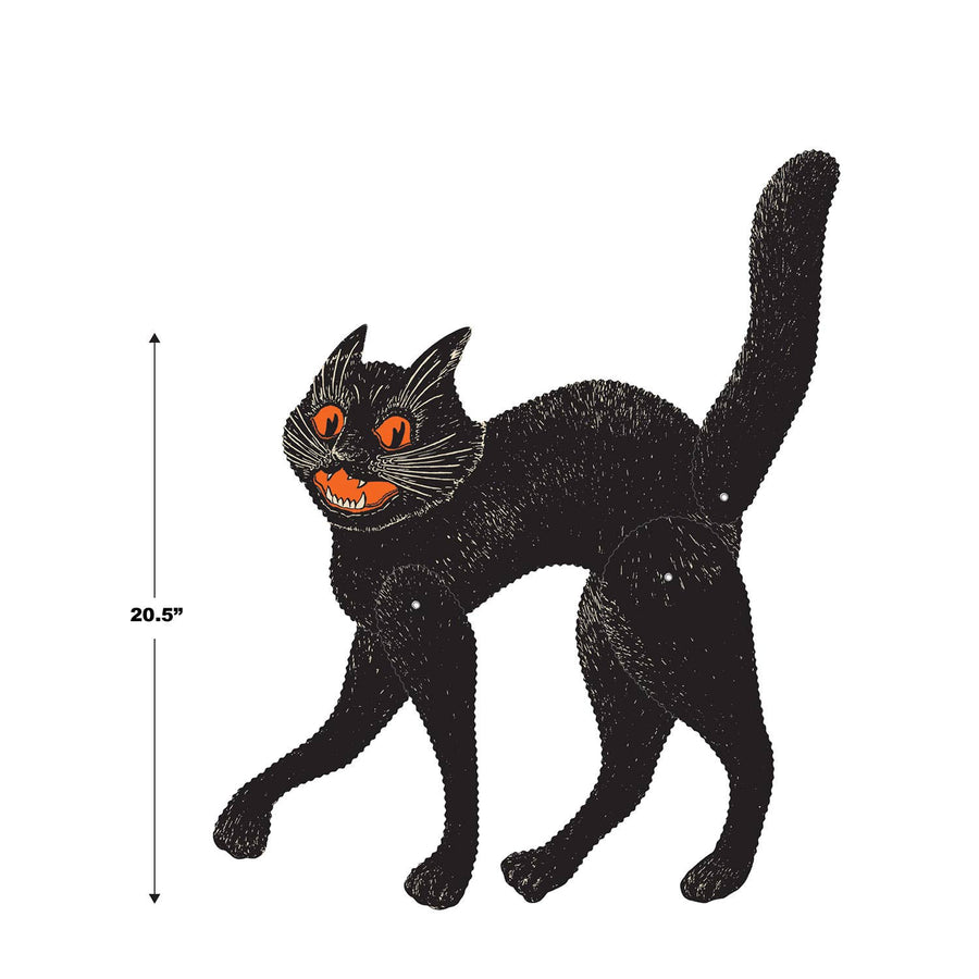 Vintage Halloween Jointed Scratch Cat 20 ½", printed 2 sides