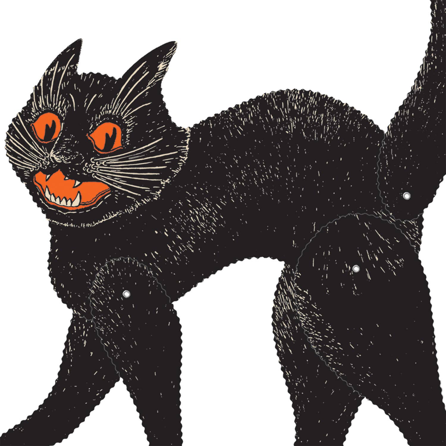 Vintage Halloween Jointed Scratch Cat 20 ½", printed 2 sides