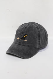 Halloween Black Cat Embroidery Cotton Baseball Cap: Black