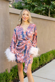 Wrapped in Feathers Mini Dress