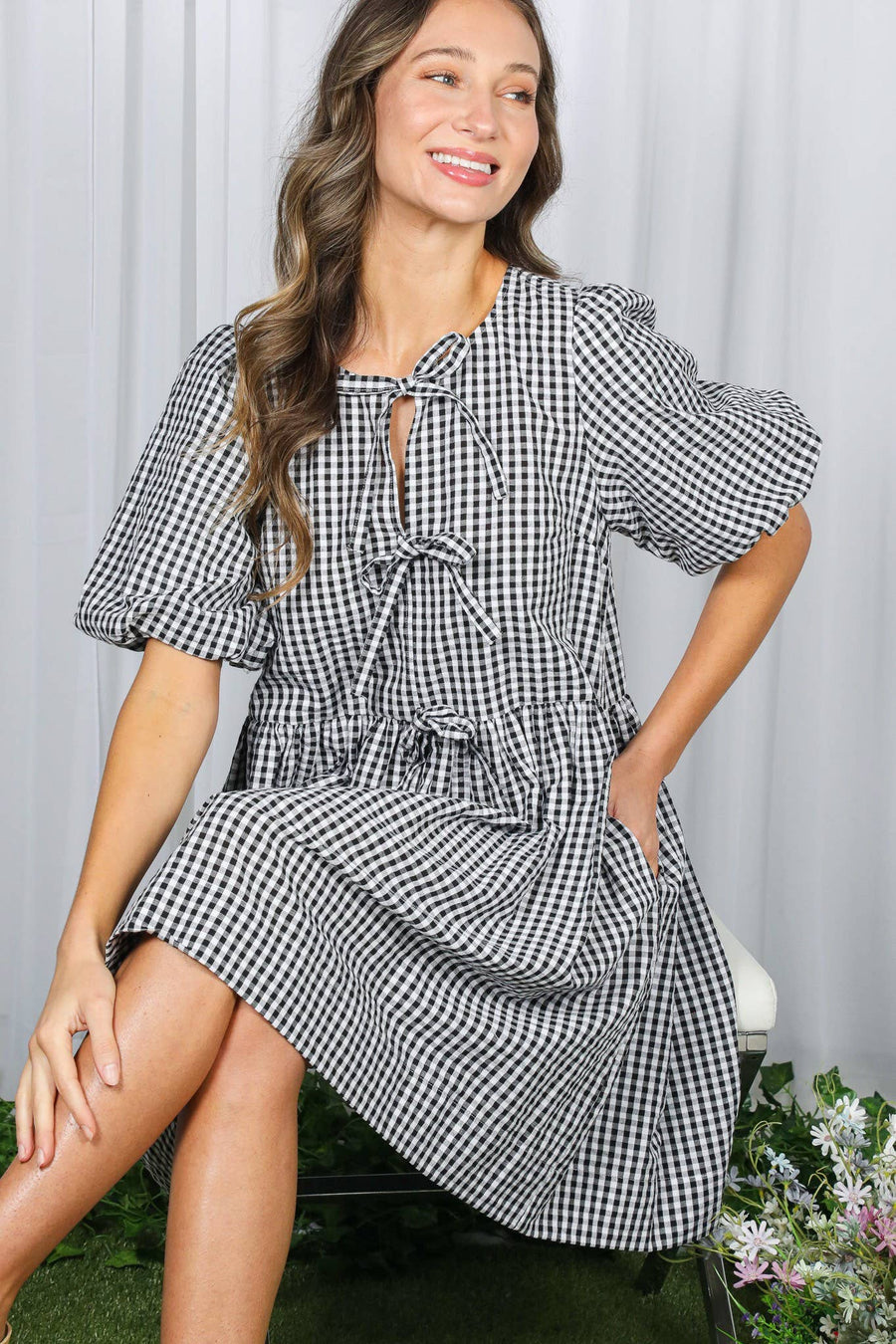Gingham Baby Doll Mini Dress