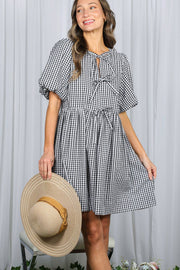 Gingham Baby Doll Mini Dress