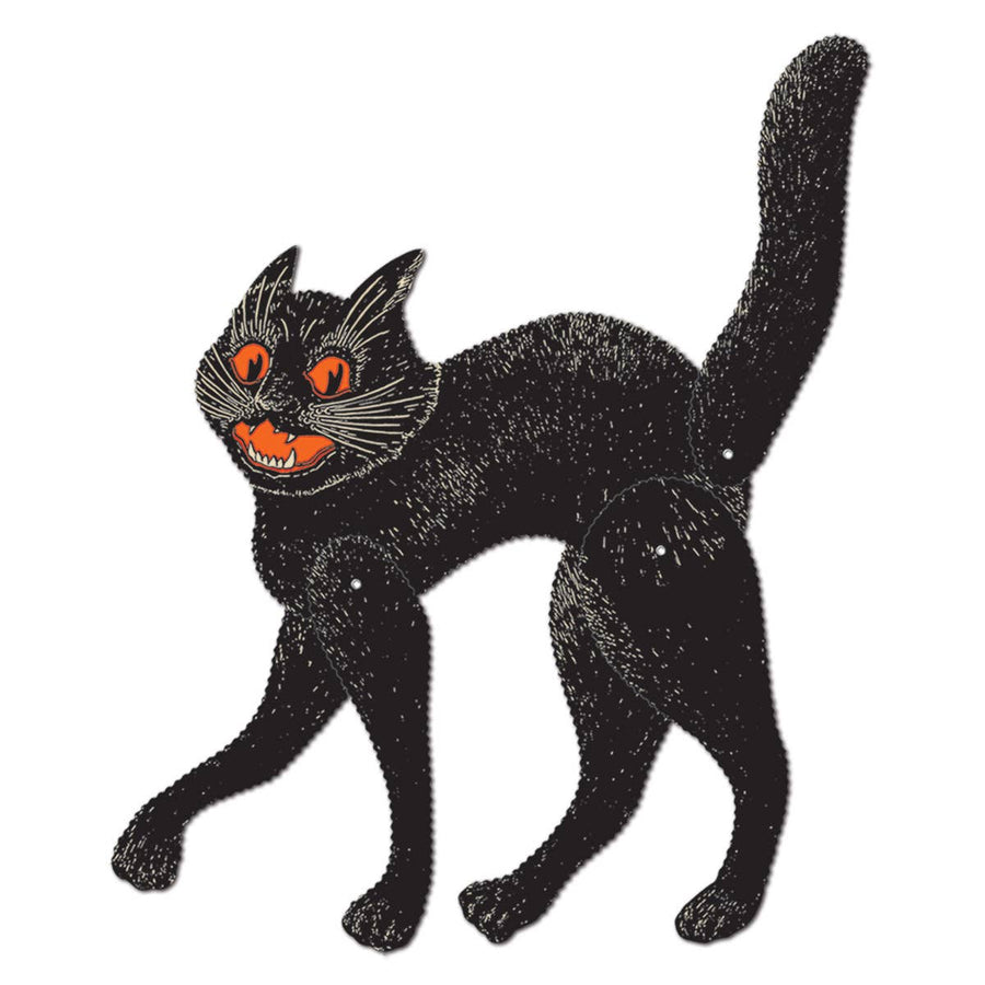 Vintage Halloween Jointed Scratch Cat 20 ½", printed 2 sides