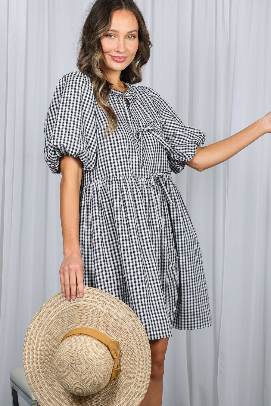 Gingham Baby Doll Mini Dress