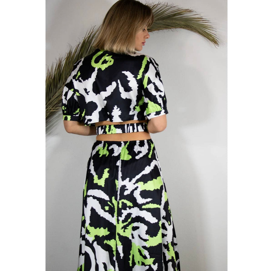 Neon Safari- Black and Green Maxi Dress