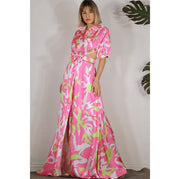 Neon Safari - pink and green maxi dress