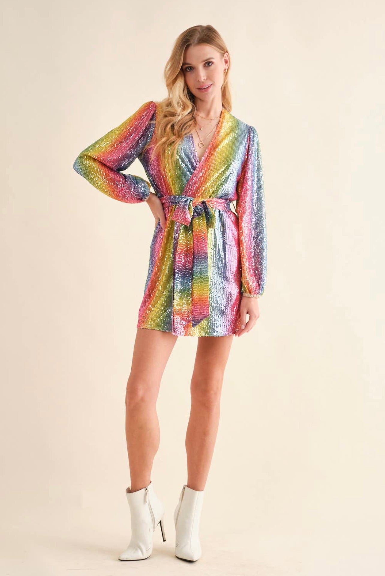 Rainbow Sequin Mini Dress