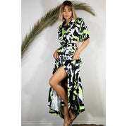 Neon Safari- Black and Green Maxi Dress