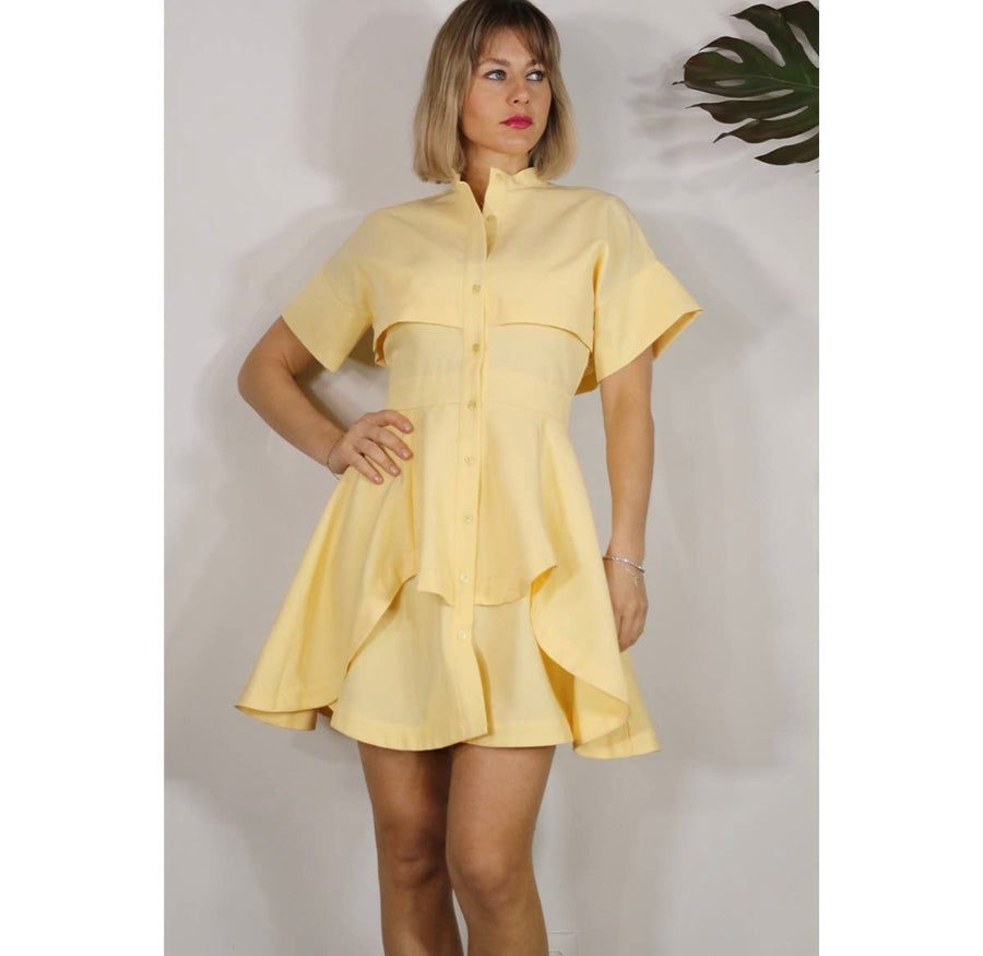 Lemon Layers Mini Dress