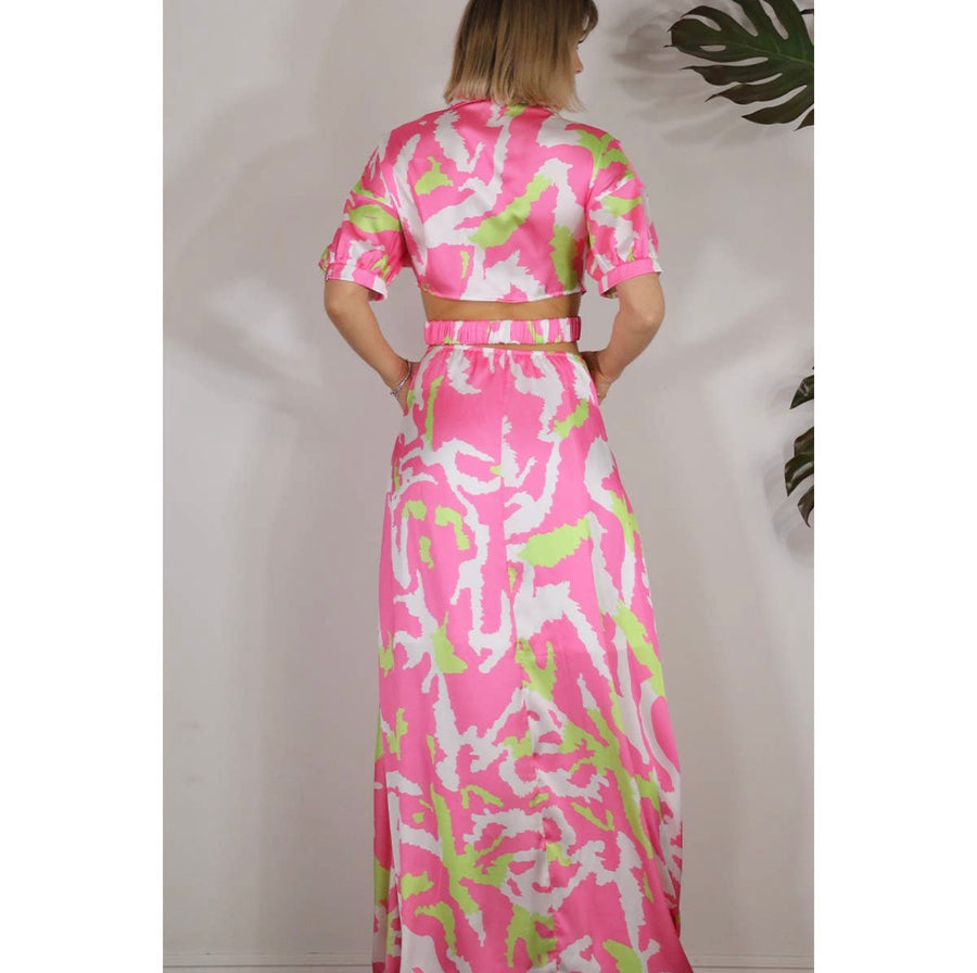 Neon Safari - pink and green maxi dress