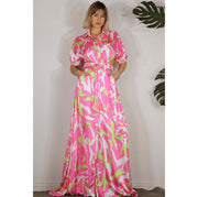 Neon Safari - pink and green maxi dress