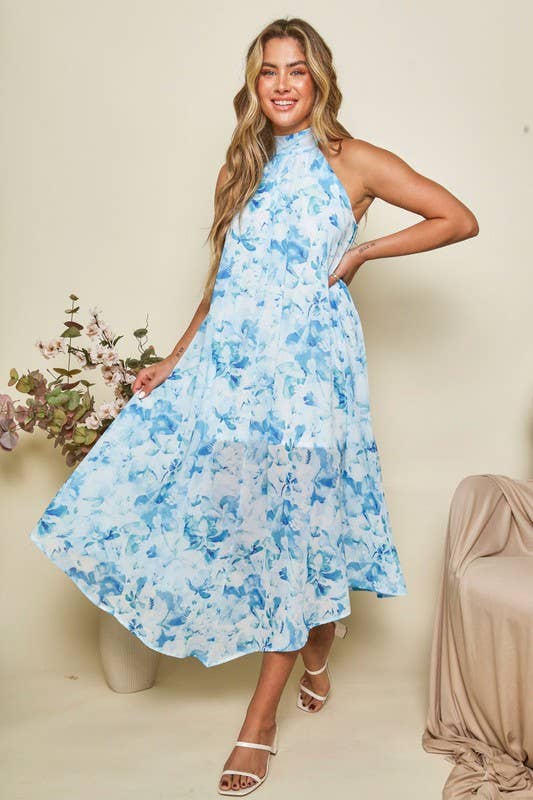 Dreamy Blues MIDI Dress