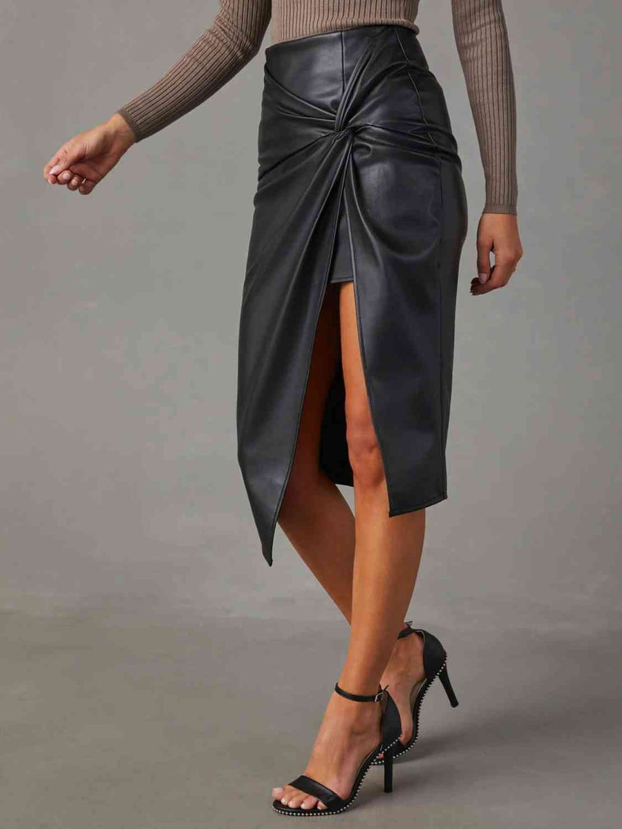 Knotty Leather - High Waisted Skirt