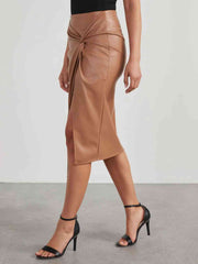 Knotty Leather - High Waisted Skirt