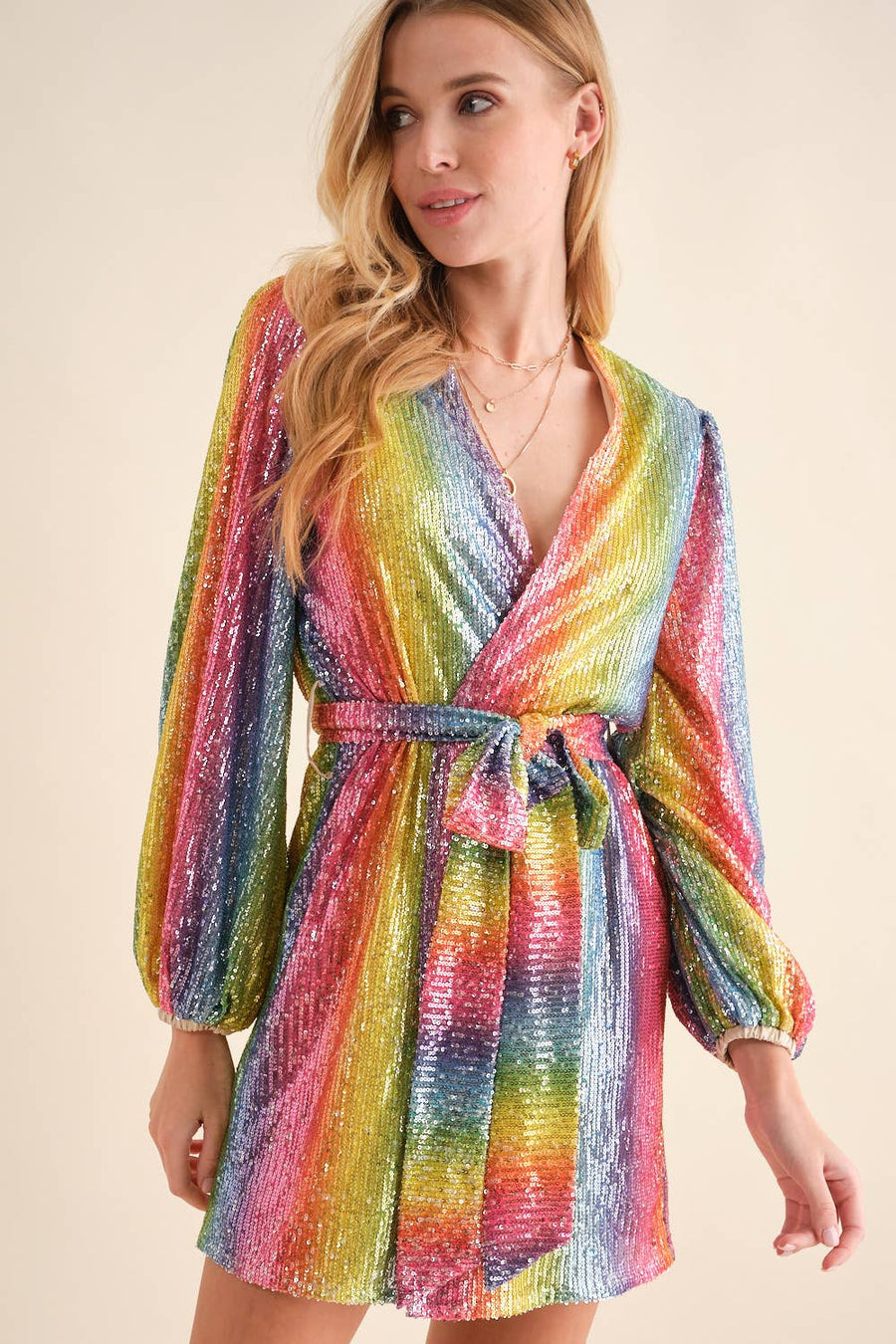 Rainbow Sequin Mini Dress