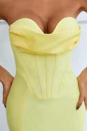 Yellow Sweetheart Neck Dress