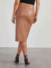 Knotty Leather - High Waisted Skirt