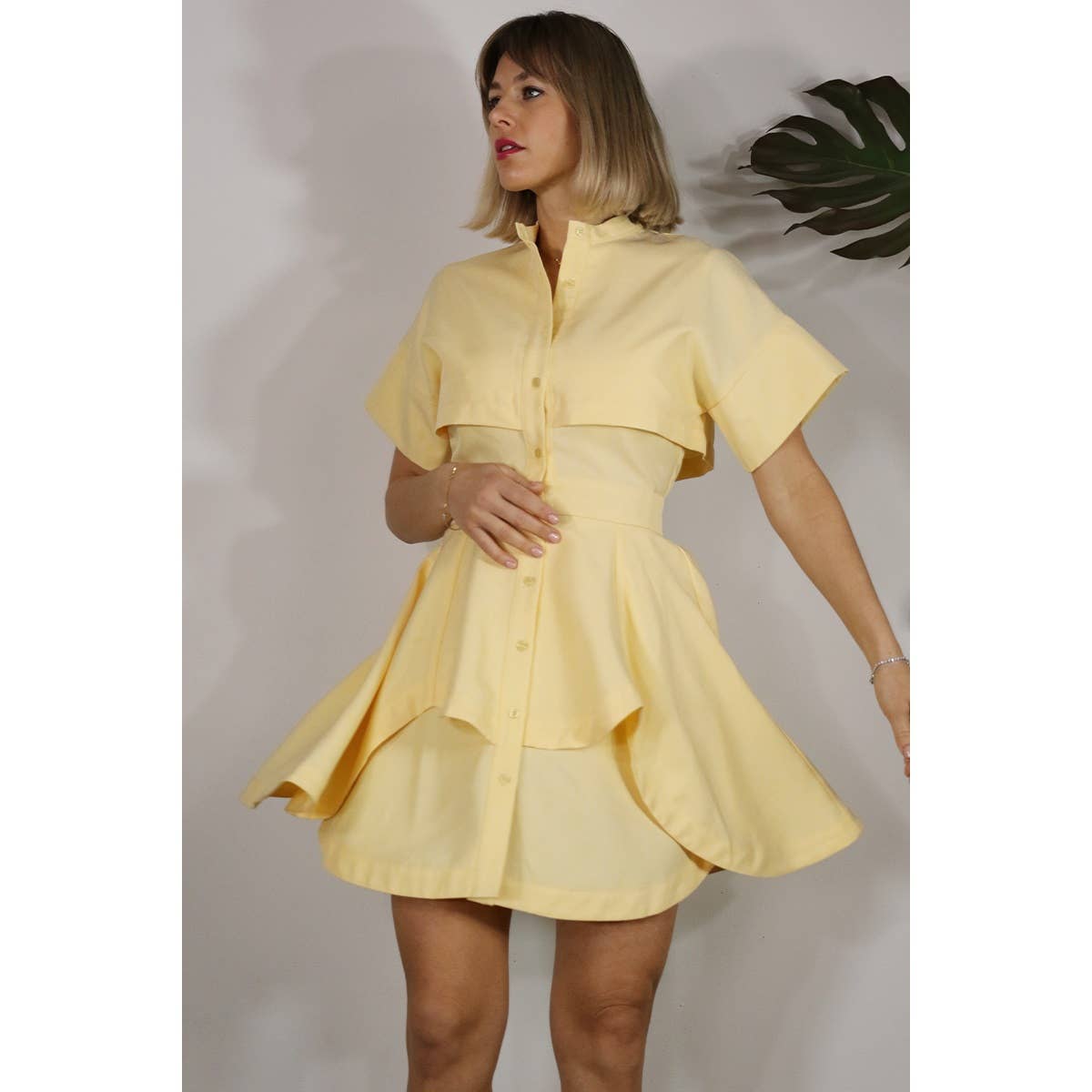 Lemon Layers Mini Dress