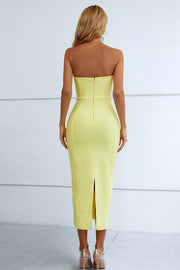 Yellow Sweetheart Neck Dress