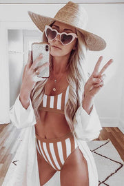 Striped Tank High Waist Bikini