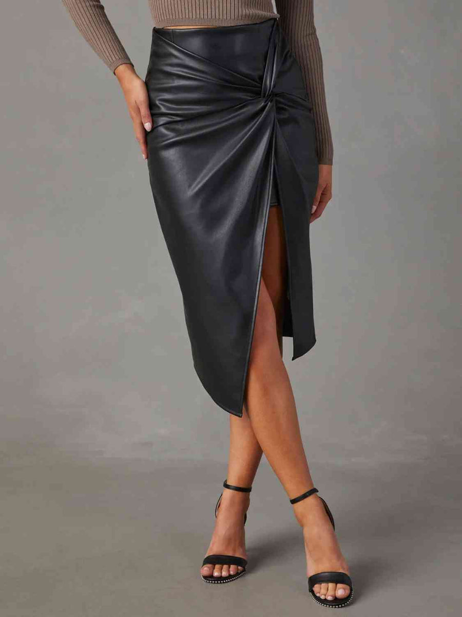 Knotty Leather - High Waisted Skirt