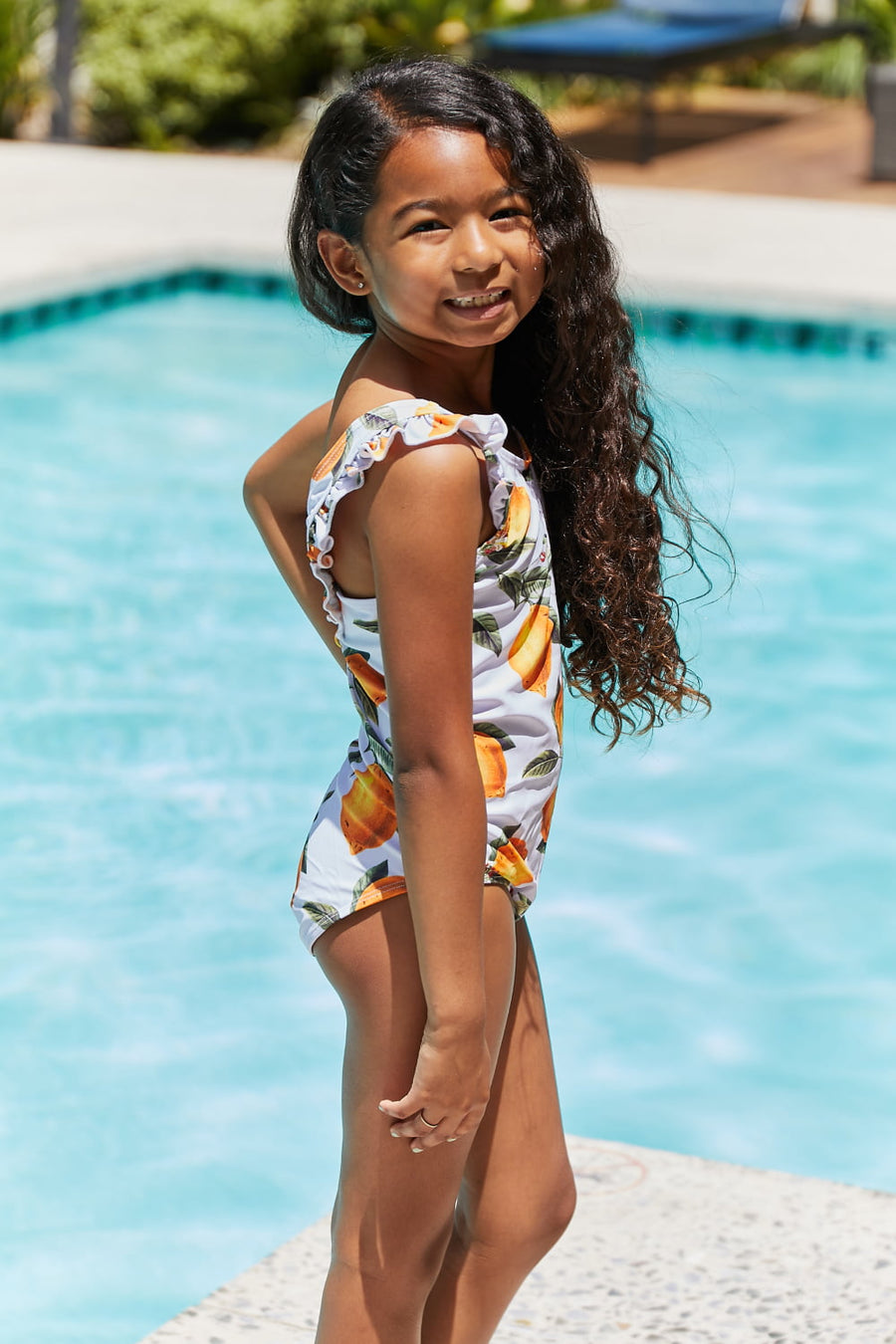 Marina West Swim Float On Ruffled One-Piece in Citrus Orange