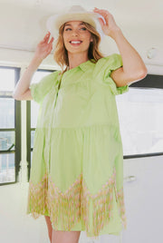 Lime Fringe - Mini Dress